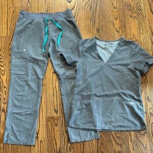 Figs gray scrub pants and shirt